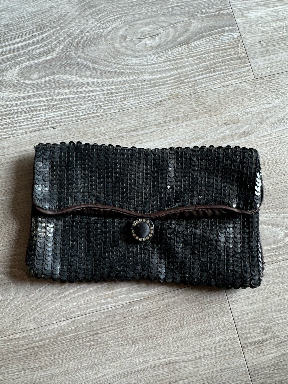 Vintage Norell black sequin evening clutch handbag